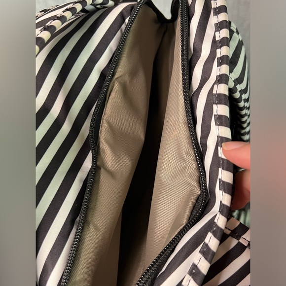 Ju-Ju-Be Be Right Back Black and White Striped Diaper Bag Backpack - Picture 10 of 16